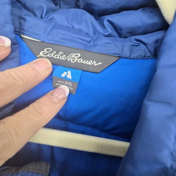 Eddie Bauer STORMDOWN 800 Down Puffer Vest Men's 2XL Blue Full Zip Pockets Warm - Picture 3 of 16